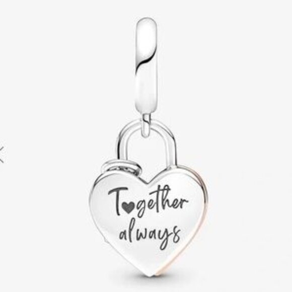 Pandora Two-Tone Heart Lock Charm - Picture 3 of 5